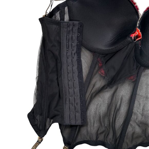 Victoria’s Secret 34D Floral Lace Bustier Corset Black Intimates Bra Party - Picture 5 of 8